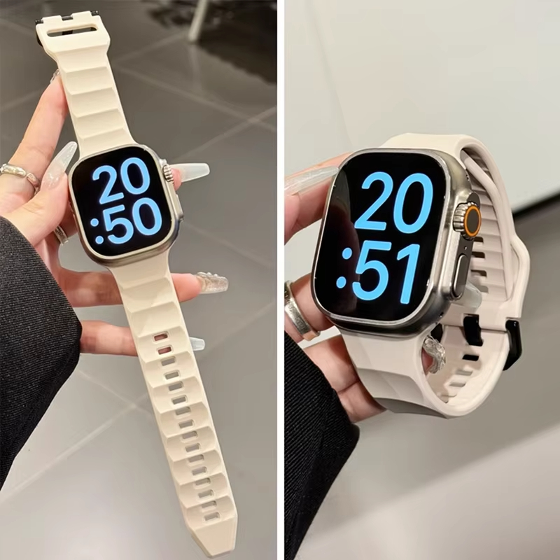 Smartwatch Apple Watches For Men - สายนาฬิกาซิลิโคนแบบหยัก ทนทาน สำหรับ Apple Watch Series