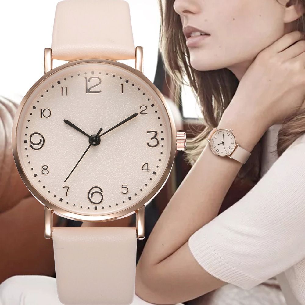 Ladies Fashion Watch - นาฬิกาผู้หญิงสุภาพสตรี Casual ตัวเลขอาหรับหนังนาฬิกาควอทซ์อะนาล็อก