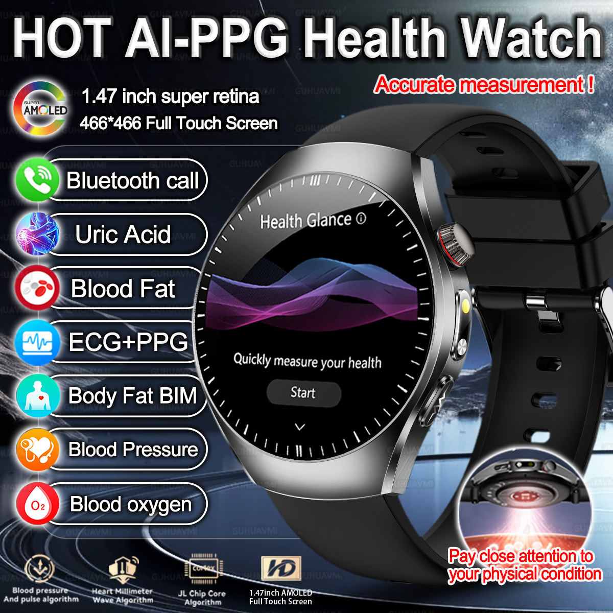 Smartwatch Watches For Women Brands - นาฬิกาอัจฉริยะรุ่นใหม่ ปี 2026 อัพเกรดตรวจสุขภาพ ECG ไขมันในเลือด