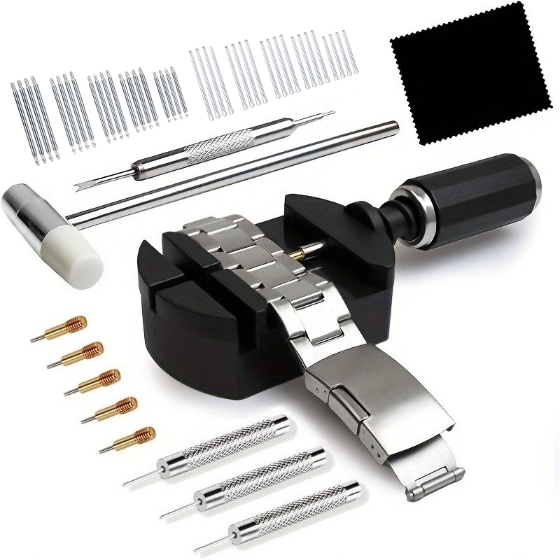 Spring Bar Tool - ชุดเครื่องมือซ่อมนาฬิกาแบบมืออาชีพ 52 ชิ้น/ชุด ประกอบด้วยเครื่องมือกดตัวล็อค, ค้อน, สปริงบาร์,
