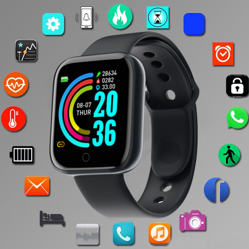 Smartwatch Watches Price - สมาร์ทวอท์ชสําหรับผู้ชายผู้หญิงโหมดกีฬาการควบคุมเพลงแคลอรี่ระยะทางฟิตเนสสมาร์ทแบนด์ข้อความเตือนสร้อยข้อมือสมาร์ท Android IOS
