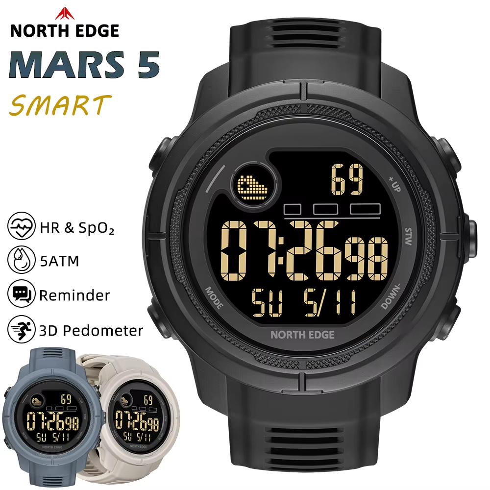Smartwatch Sports Watches For Women - NORTH EDGE NEW MARS 5 นาฬิกาดิจิตอลสำหรับผู้ชายกีฬาทหารกลางแจ้งนาฬิกา
