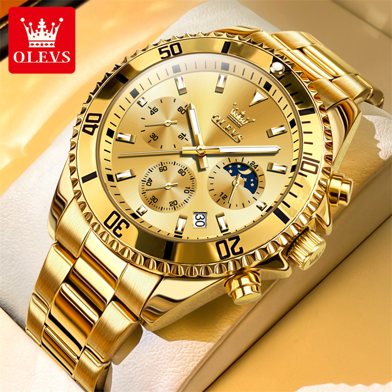 Smartwatch Watches For Men Brands - OLEVS นาฬิกาผู้ชายแบรนด์ชั้นนำหรูหรานาฬิกาทหารควอตซ์สีทองกันน้ำวันที่สแตนเลสเรืองแสงนาฬิกาผู้ชาย reloj