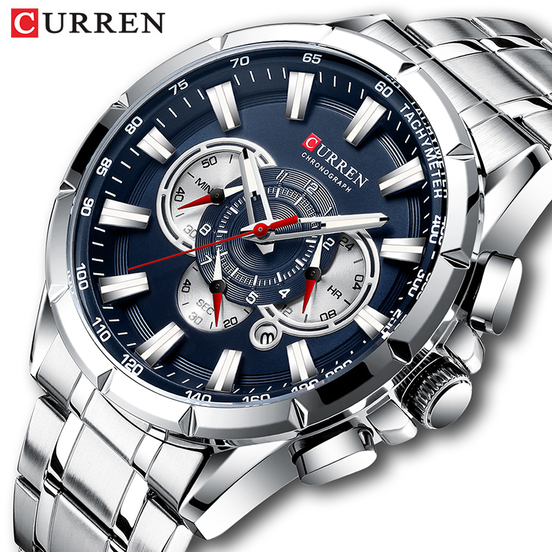 Smartwatch Watches For Men Brands - CURREN นาฬิกาข้อมือผู้ชายกันน้ำ Chronograph กองทัพทหารสแตนเลสชายนาฬิกาแบรนด์หรูผู้ชายกีฬานาฬิกา8363