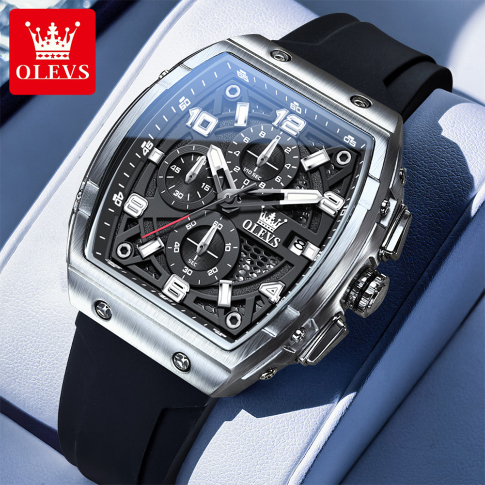 Smartwatch Watches For Men Brands - OLEVS นาฬิกาผู้ชาย 2976 แฟชั่นหรูหรา Tonneau นาฬิกาควอตซ์สําหรับชายแบรนด์เดิมการเคลื่อนไหวสายซิลิโคนกันน้ํา