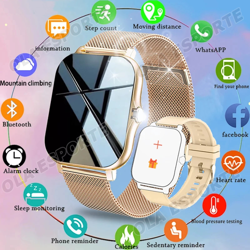 Smartwatch Watches Wallpaper - กีฬากลางแจ้งดูสมาร์ทข้อมูลการโทรไร้สายเตือนวอลล์เปเปอร์เปลี่ยนผู้ชายและผู้หญิงสมาร์ทวอทช์กันน้ํา 2025