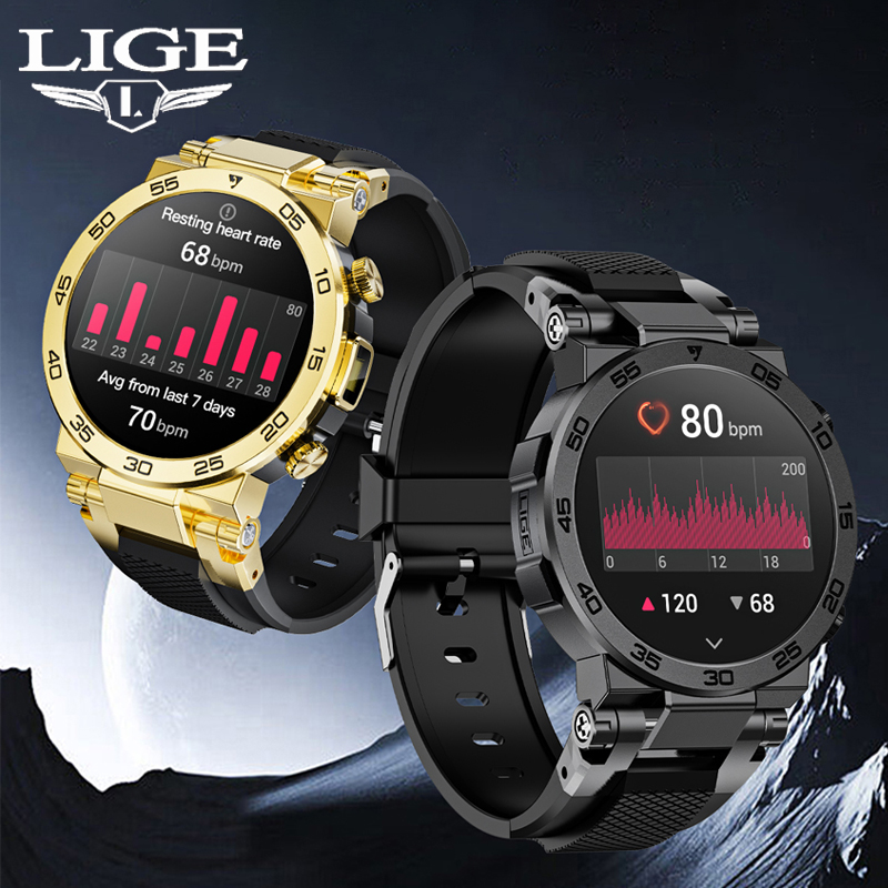 Smartwatch Watches Wallpaper - LIGE ปรับแต่งวอลเปเปอร์สมาร์ทวอท์ชผู้ชายกลางแจ้ง SmartWatch ไฟฉาย LED บลูทูธ