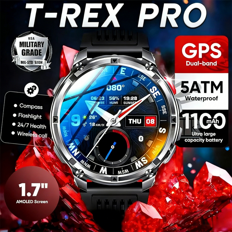 Smartwatch Watches Wallpaper - นาฬิกาสมาร์ทวอทช์สำหรับทหารกลางแจ้ง แจ้งเตือนข้อความ วอลเปเปอร์แบบกำหนดเอง GPS เข็มทิศ กันน้ำ