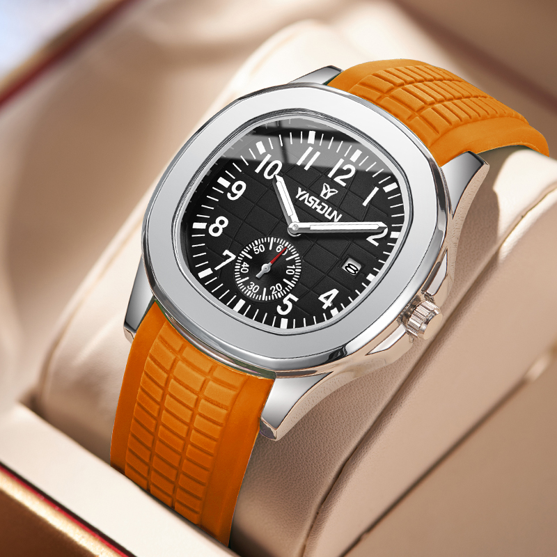 Smartwatch Square Watches For Men - แบรนด์สปอร์ตนาฬิกาผู้ชายธุรกิจกันน้ำชายนาฬิกาเรืองแสงซิลิโคนแบนด์เดทสแควร์ควอตซ์นาฬิกาผู้ชายรีโลจ ฮอมเบอร์