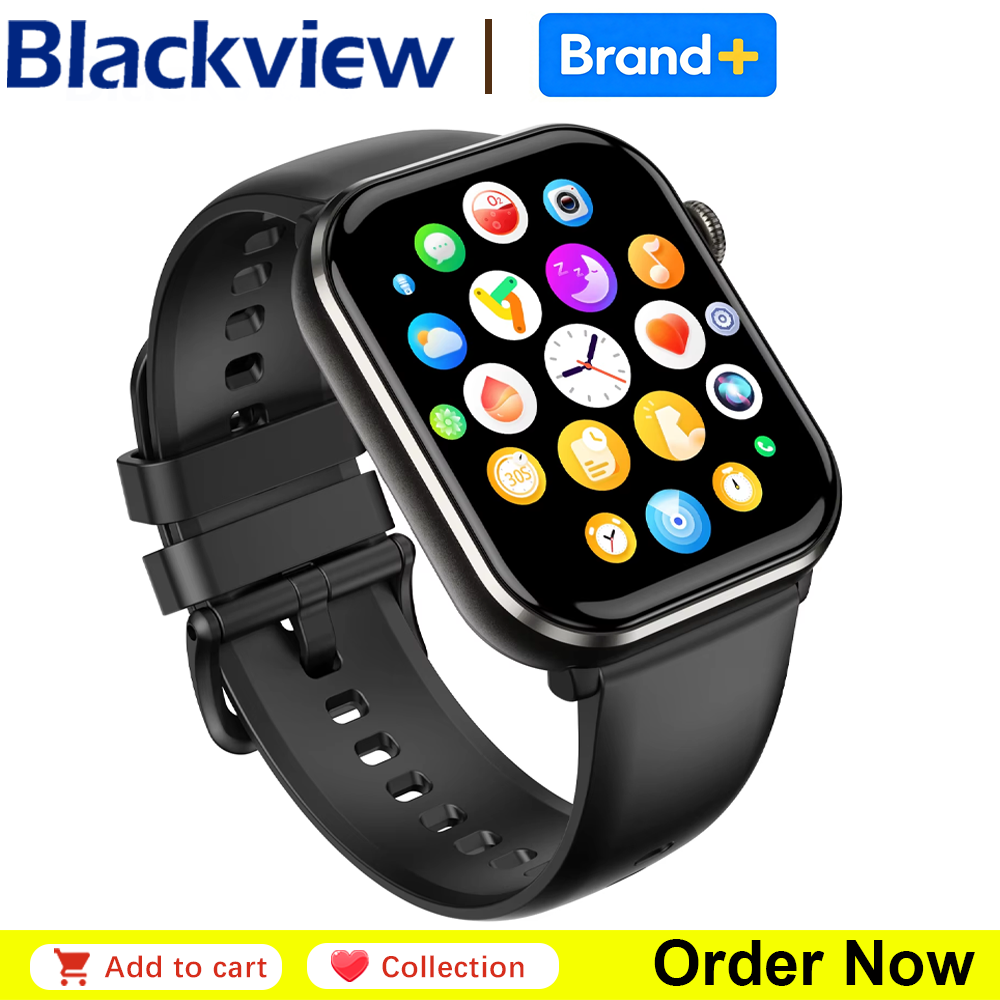 Smartwatch Square Watches For Men - แบล็ควิว R60 สมาร์ทวอทช์โทรผ่านบลูทูธ 1.96'' AMOLED HD