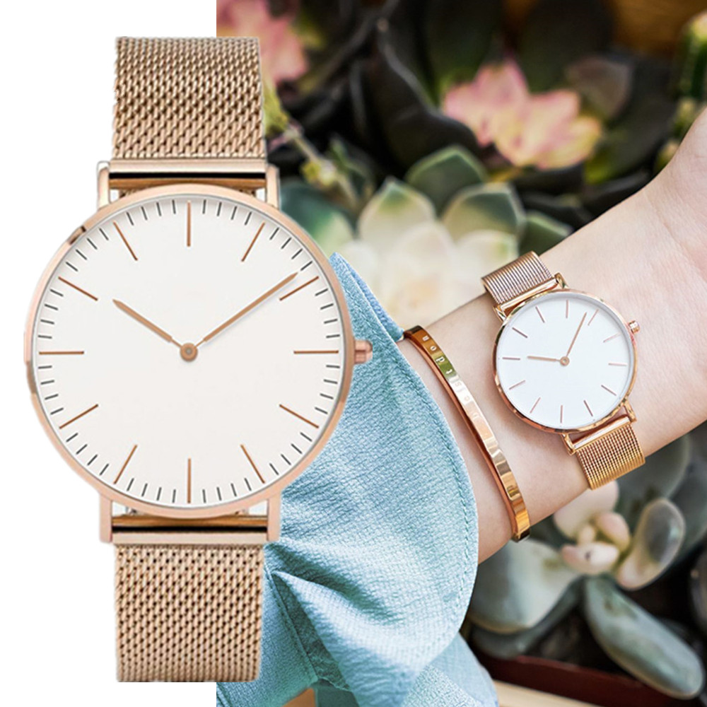 Mesh Stainless Strap - แบรนด์หรูนาฬิกาผู้หญิงแฟชั่นสแตนเลสตาข่ายเข็มขัดควอตซ์นาฬิกาข้อมือสุภาพสตรีนาฬิกาของขวัญ Montre Femme