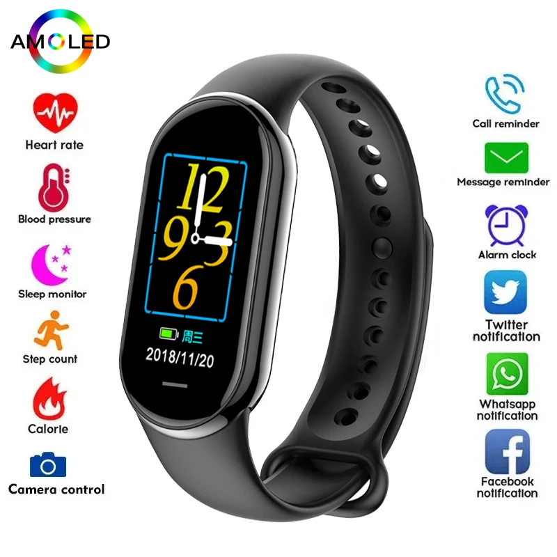 Smartwatch Sports Watches For Women - สมาร์ทวอทช์รุ่นใหม่ M8 ขนาดเล็ก สำหรับผู้ชายและผู้หญิง วัดอัตราการเต้นของหัวใจ ติดตามการออกกำลังกาย
