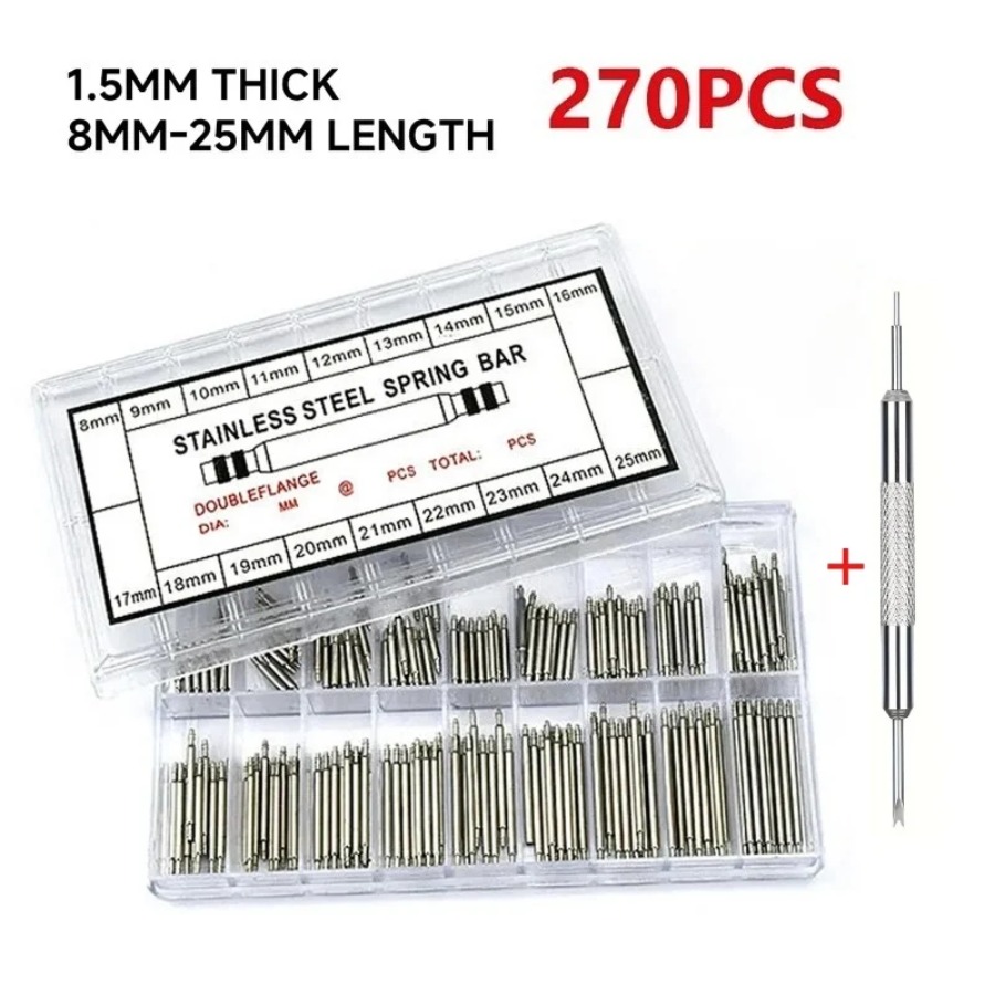 Spring Bar Tool - สปริงบาร์สแตนเลส 270 ชิ้น/กล่อง เส้นผ่านศูนย์กลาง 1.5 มม.