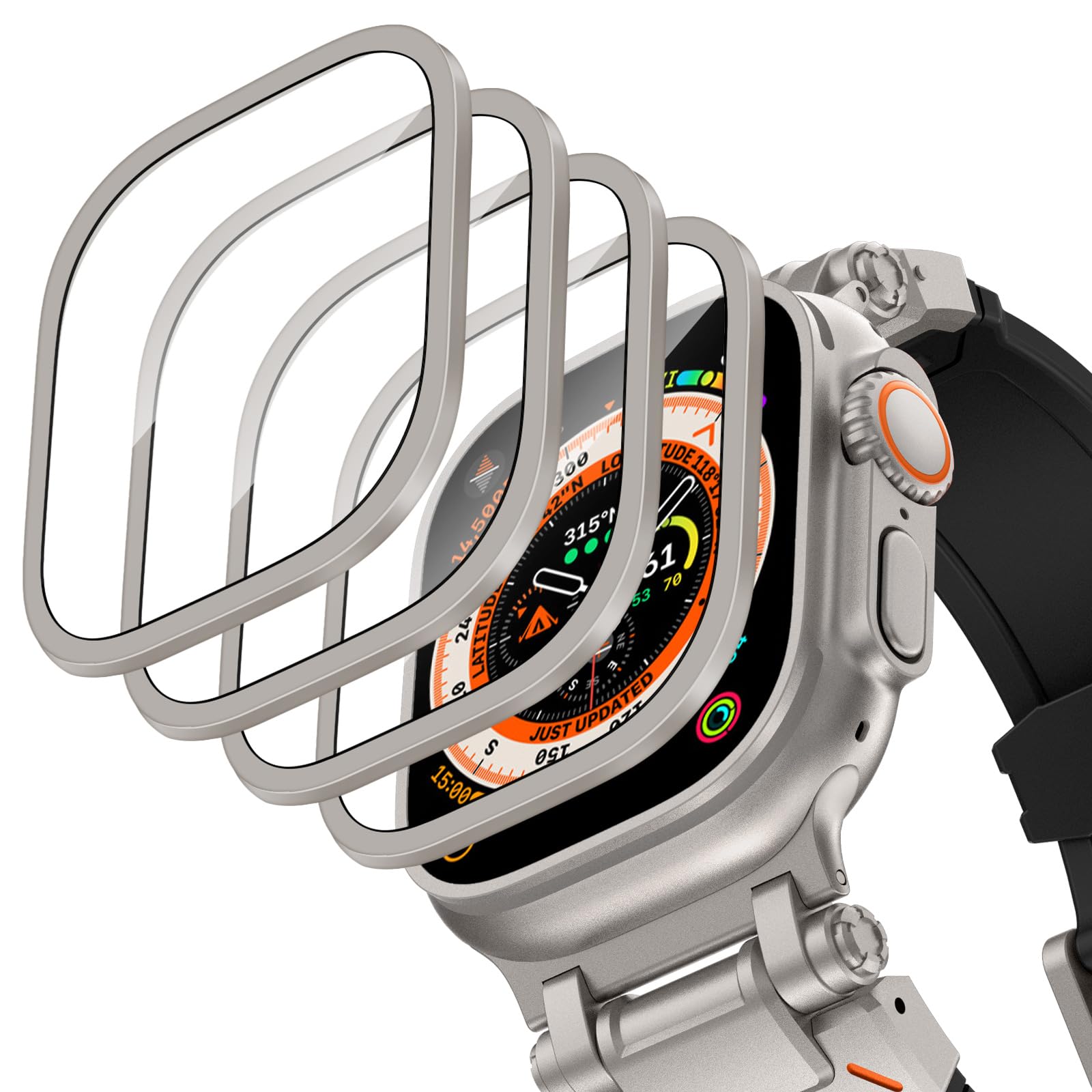 Smartwatch Apple Watches For Men - เคสอลูมิเนียมอัลลอยด์ + กระจกนิรภัยสำหรับแอปเปิ้ลวอทช์อัลตร้า 2-3 49 มม.ป้องกันรอยขีดข่วนป้องกันหน้าจอไอวอทช์