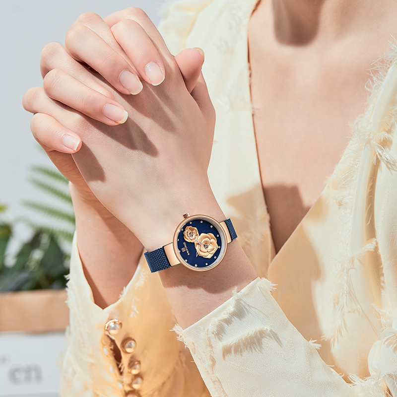 Mesh Stainless Strap - นาฬิกาข้อมือผู้หญิง NAVIFORCE รุ่นหรูหรา สายสแตนเลสสตีล ดีไซน์สร้างสรรค์ พร้อมกล่องนาฬิกาสำหรับขาย