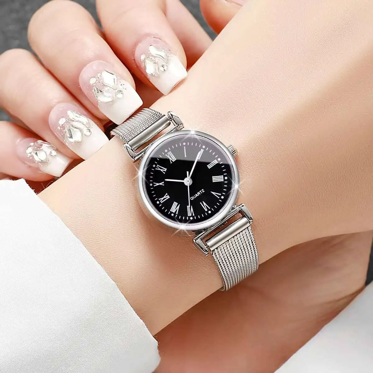 1/2 ชิ้นแฟชั่นผู้หญิงนาฬิกาลำล - Mesh Stainless Strap บทวิจารณ์และราคา