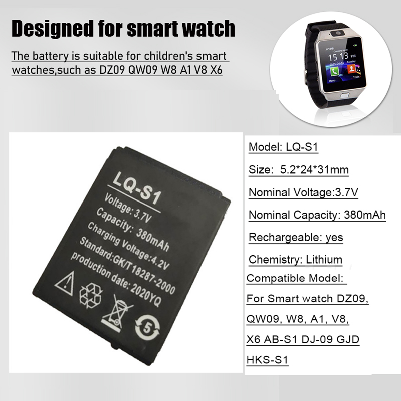 1-4ชิ้น LQ-S1 3.7โวลต์380มิลลิ - Watch V8 บทวิจารณ์และราคา