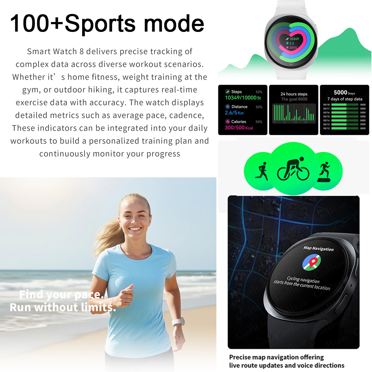 2026 นาฬิกาใหม่ 8 มินิ GPS ติด - Smartwatch Watches Price บทวิจารณ์และราคา