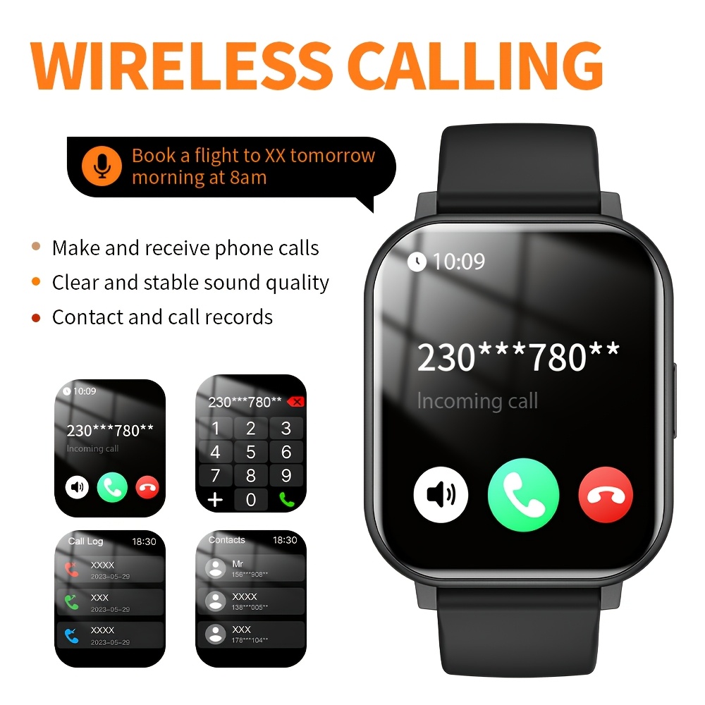 หน้าจอ HD ทรงสี่เหลี่ยมขนาด 1. - Smartwatch Watches Wallpaper บทวิจารณ์และราคา