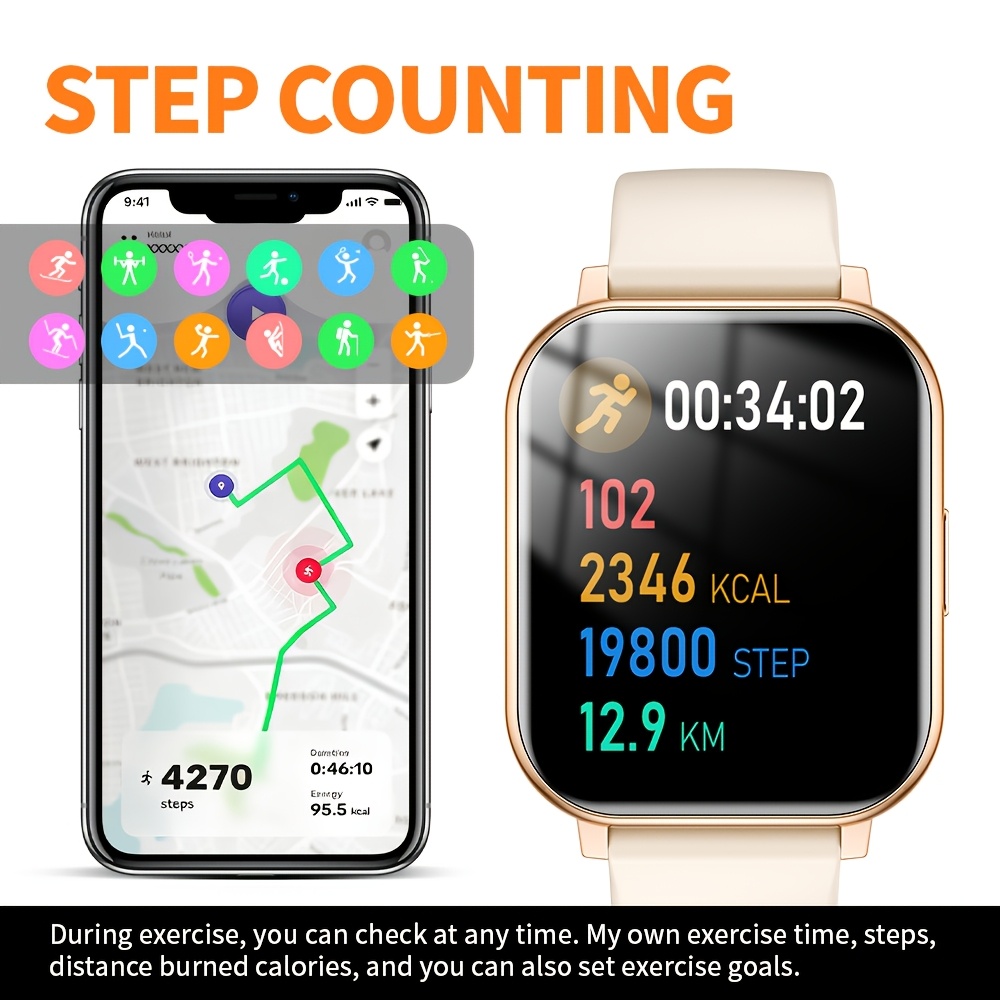 หน้าจอ HD ทรงสี่เหลี่ยมขนาด 1. - Smartwatch Watches Wallpaper บทวิจารณ์และราคา