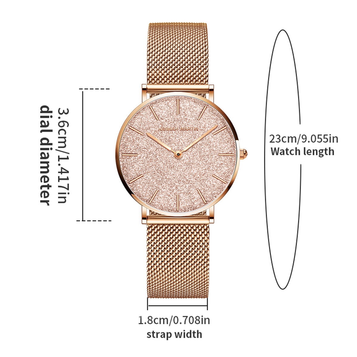 Hannah Martin ผู้หญิงหรูหรานาฬ - Mesh Stainless Strap บทวิจารณ์และราคา