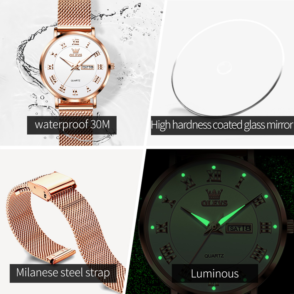 นาฬิกาข้อมือควอตซ์ OLEVS 2920  - Mesh Stainless Strap บทวิจารณ์และราคา