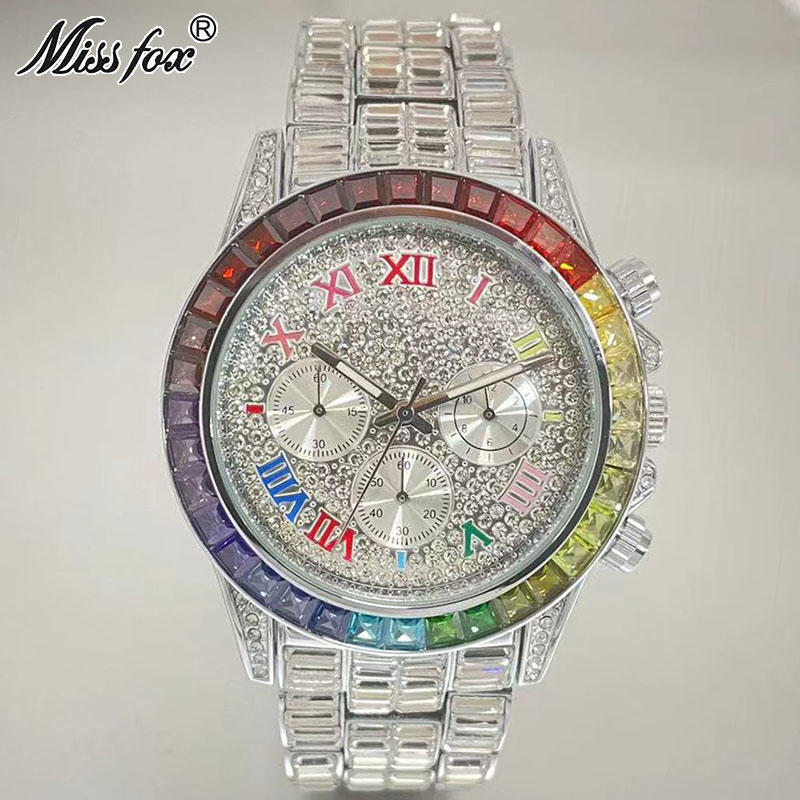 MISSFOX Luxury Iced นาฬิกาผู้ช - Smartwatch Watches For Men Brands บทวิจารณ์และราคา