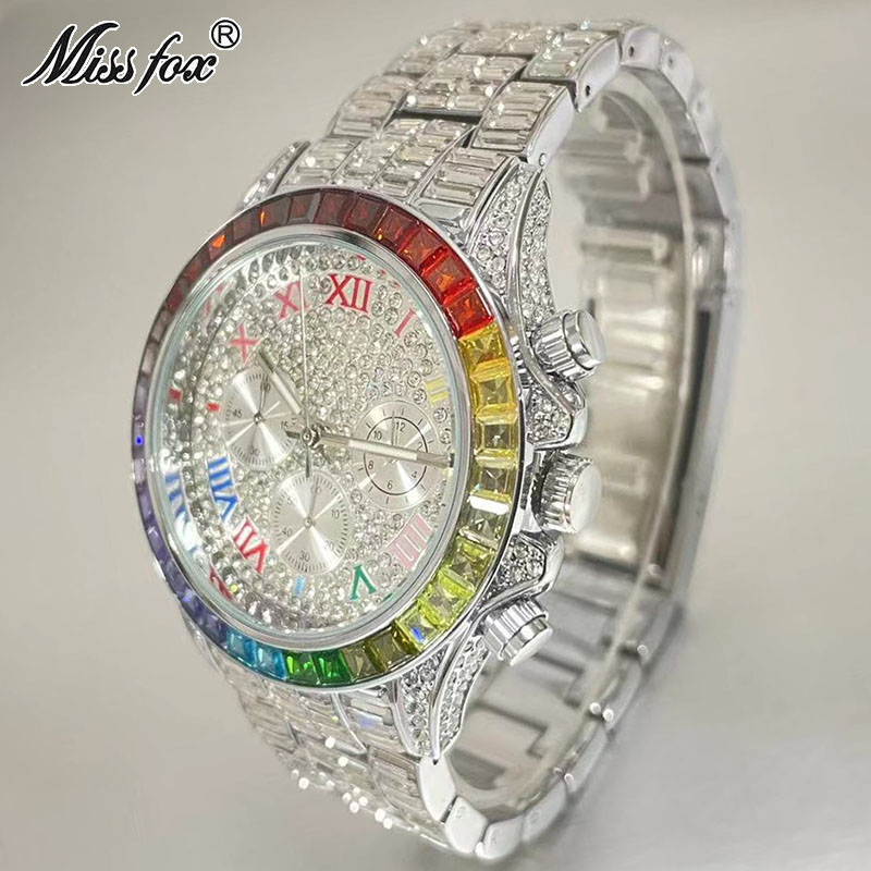 MISSFOX Luxury Iced นาฬิกาผู้ช - Smartwatch Watches For Men Brands บทวิจารณ์และราคา