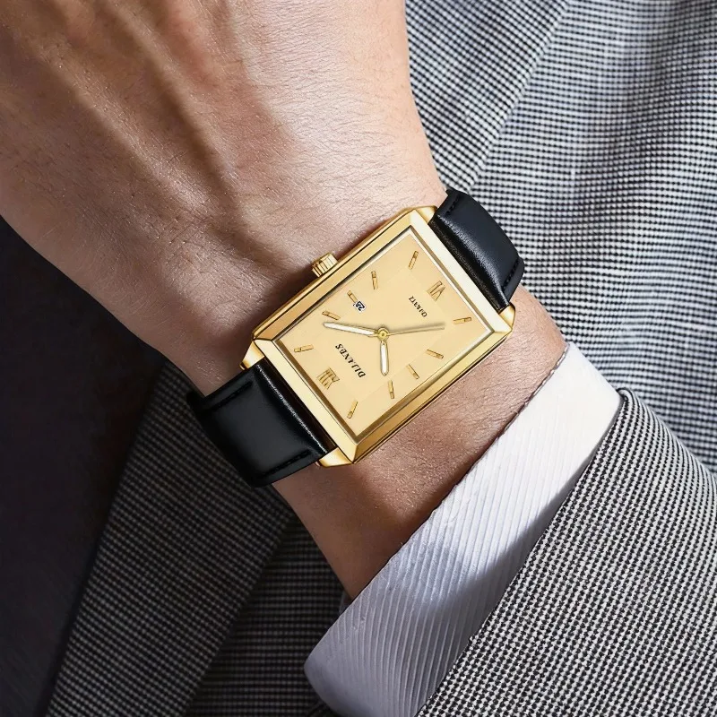 นาฬิกาข้อมือหนังลำลองสำหรับผู้ - Smartwatch Square Watches For Men บทวิจารณ์และราคา