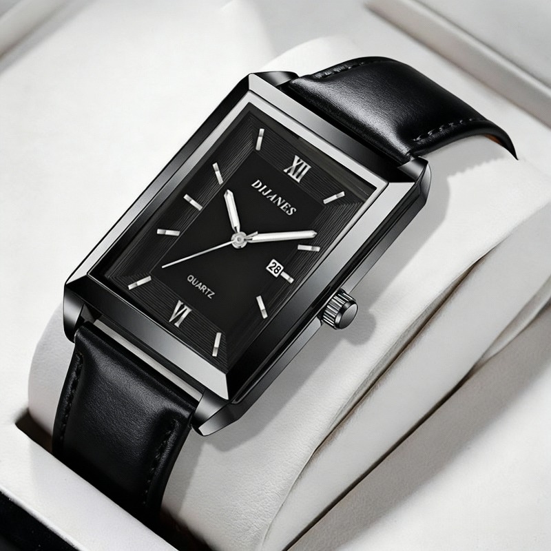 นาฬิกาข้อมือหนังลำลองสำหรับผู้ - Smartwatch Square Watches For Men บทวิจารณ์และราคา