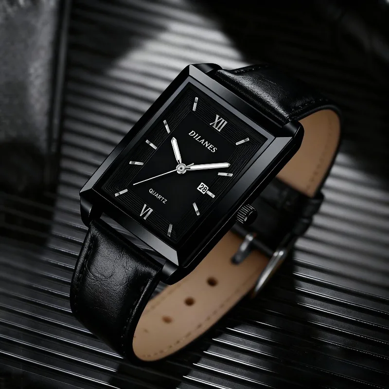 นาฬิกาข้อมือหนังลำลองสำหรับผู้ - Smartwatch Square Watches For Men บทวิจารณ์และราคา