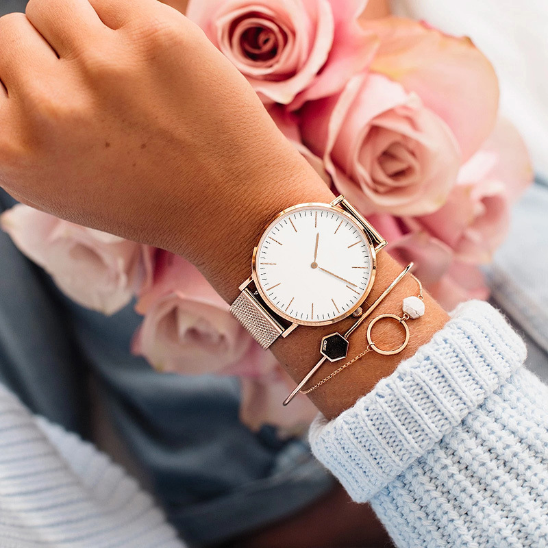 แบรนด์หรูนาฬิกาผู้หญิงแฟชั่นสแ - Mesh Stainless Strap บทวิจารณ์และราคา