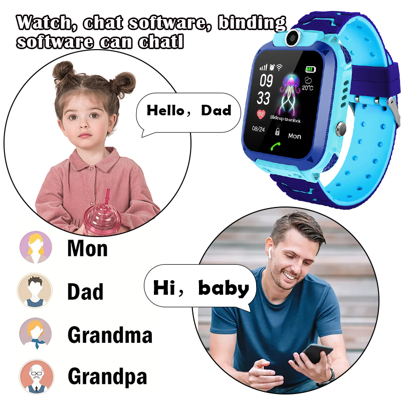 Q12B นาฬิกาอัจฉริยะสำหรับเด็กพ - Smartwatch Watches Gift For Boys With Gps บทวิจารณ์และราคา