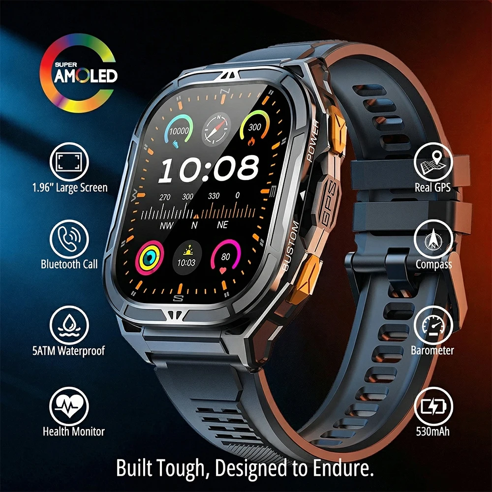 สมาร์ทวอทช์ AMOLED ระดับหรู พร - Smartwatch Square Watches For Men บทวิจารณ์และราคา