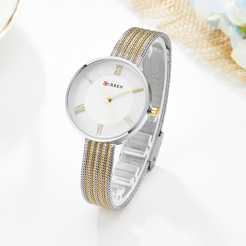 CURREN 9020 นาฬิกาควอทซ์หน้าปั - Mesh Stainless Strap บทวิจารณ์และราคา