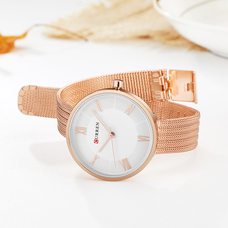 CURREN 9020 นาฬิกาควอทซ์หน้าปั - Mesh Stainless Strap บทวิจารณ์และราคา