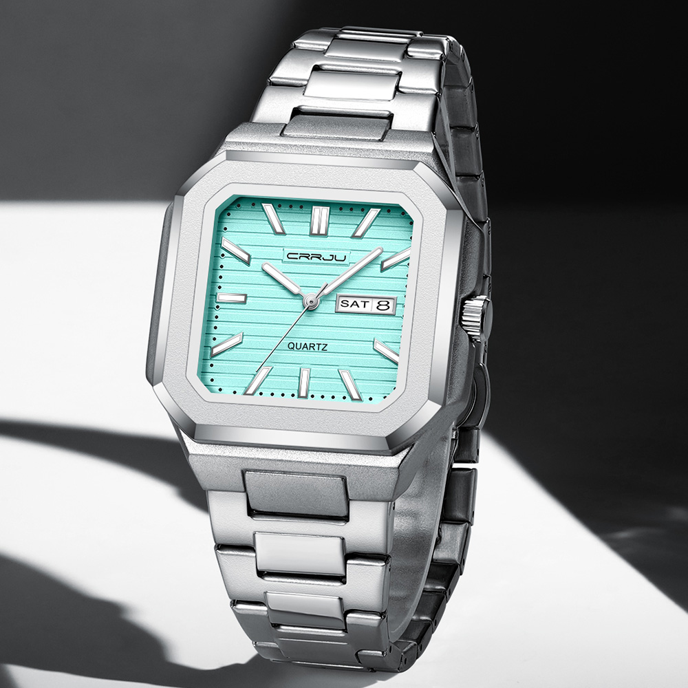 CRRJU นาฬิกาข้อมือสแตนเลสลำลอง - Smartwatch Square Watches For Men บทวิจารณ์และราคา