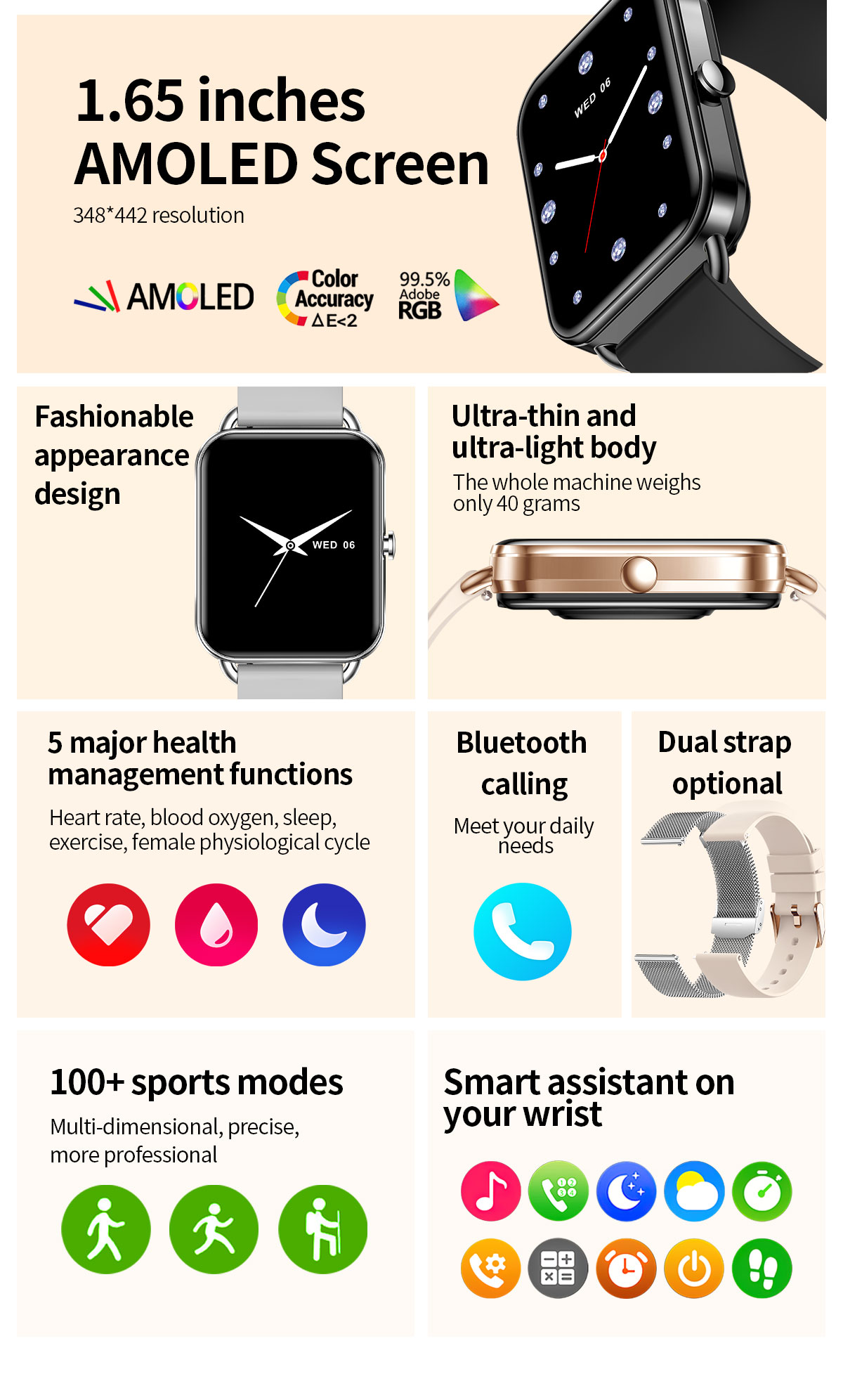 2024 สมาร์ทนาฬิกาโทรศัพท์ Andr - Smartwatch Square Watches For Men บทวิจารณ์และราคา