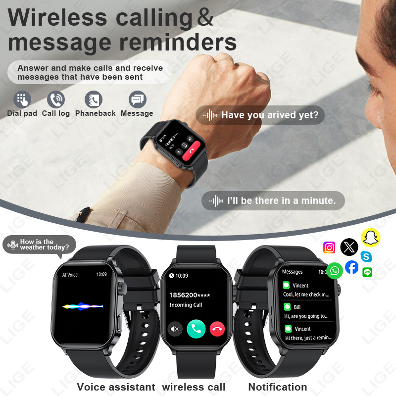 LIGE แบรนด์ดั้งเดิมสมาร์ทวอทช์ - Smartwatch Watches For Women Brands บทวิจารณ์และราคา